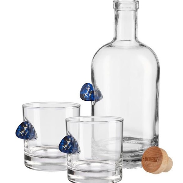 BenShot Guitar Pick Decanter and Two Rocks Set