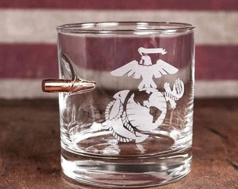 BenShot USMC EGA Bullet Rocks Glass