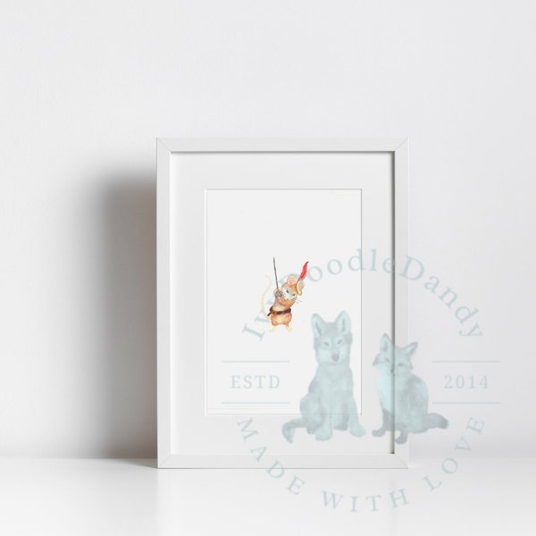 DIGITAL DOWNLOAD, Reepicheep, Baby Narnia Watercolor Paintings