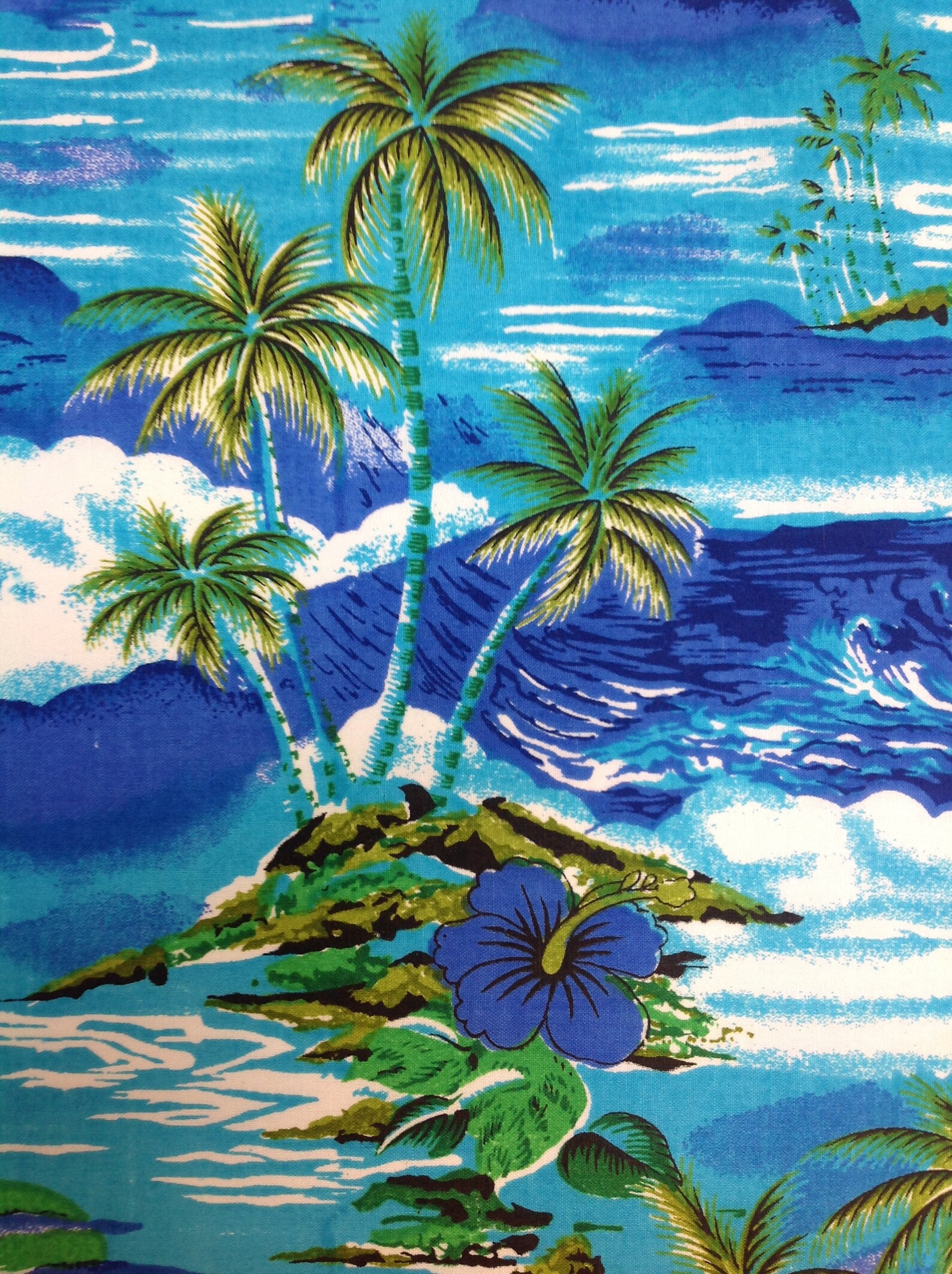 SALE Hawaiian scene cotton fabric cotton mask fabric by the Etsy
