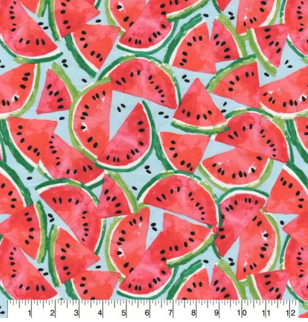 SALE Watermelon Print Fabric Cotton Fabric by the yard Mask Etsy