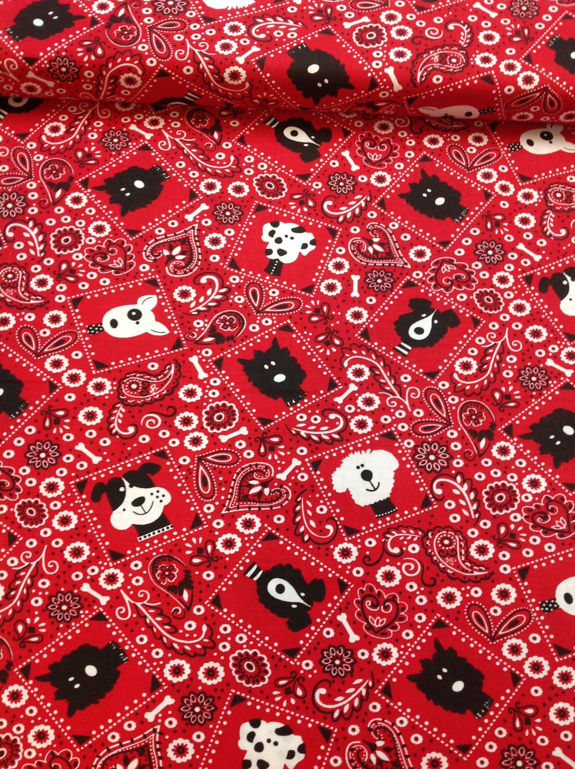 SALE Bandana Fabric by the Yard Dog Bandana Fabric Fabric Etsy