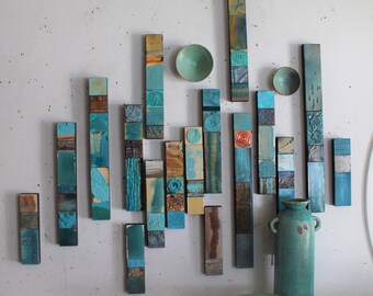 アート・デザイン・音楽 TOTEMS TO TURQUOISE 10 Color Lovers Turquoise Native Modern Rustic Textured Wood