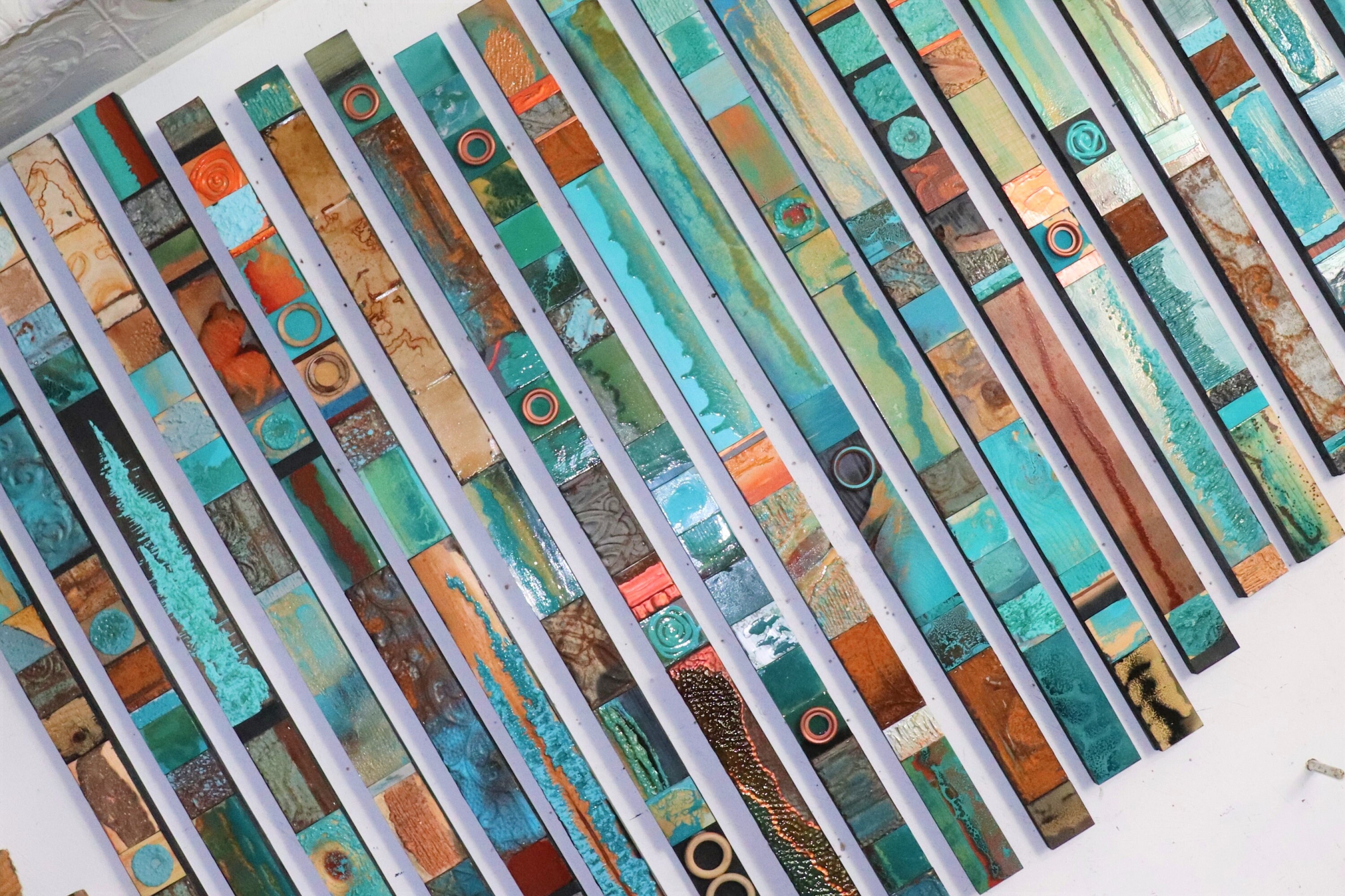 Big Wall Statement Art Collage Totems Best Selling Turquiose Blue