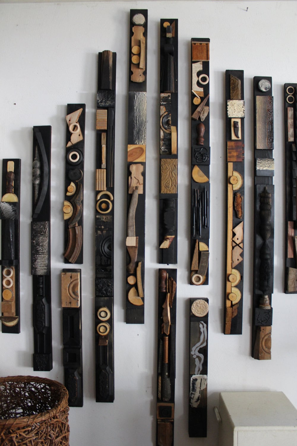 Frank L. Wright Stickley Wood Construction Relief Assemblages for the Wall Louise Nevelson Arts &Crafts Mission Sticks Handmade Collages