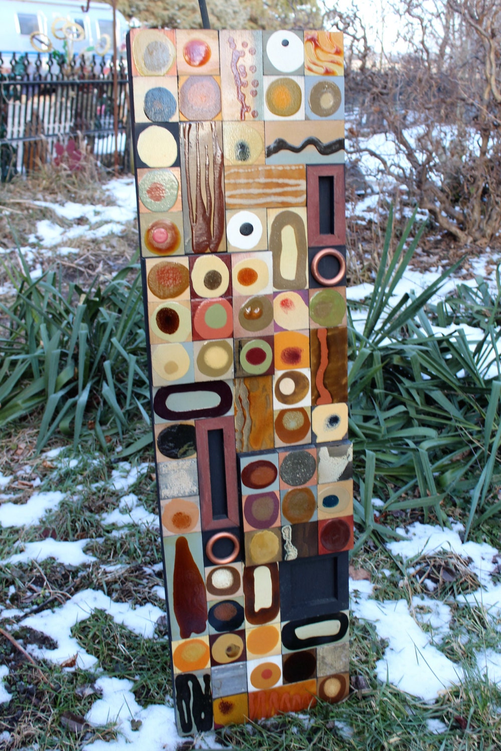 Sale Art Deco Nouveau Dots Wood Glazed Collage Vintage Arts Etsy