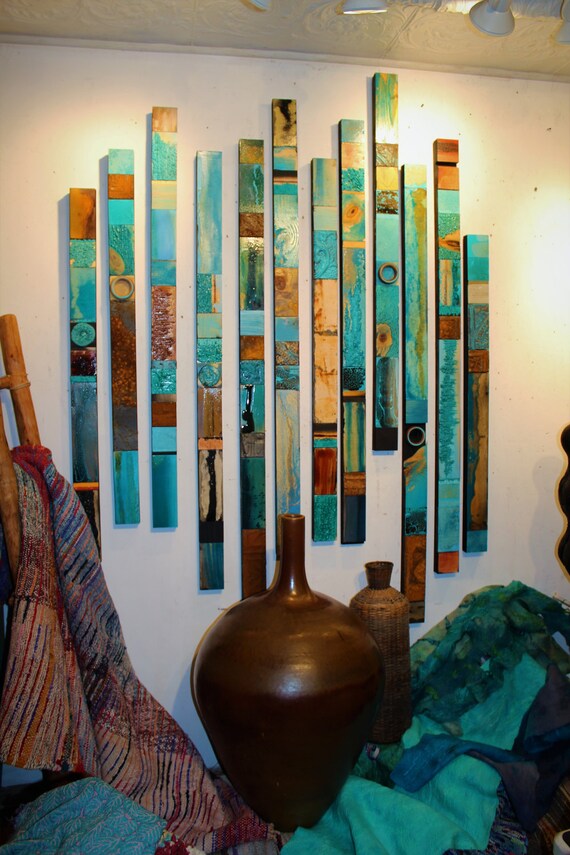 Extra Tall Large Wood Turquoise Wood Glazed Tribal Native Indian