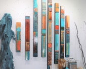 Stunning Lg. Wall Color COLLAGES Lovers Abstract Glazed Art Tile Block TOTEMS Trendy Art Southwest Style Tribal African Mid Century Modern