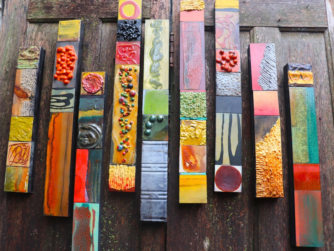 5 Sculpture GIFT SALE Story Sticks Panels Totems Tribal Mid Century ...