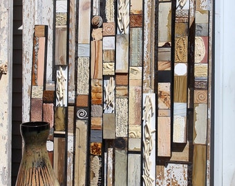 Beach Comber Driftwood Mixed Media Hand Painted White Collages Sticks Poles Natural Recycled Vintage Metal Wood Nesting Birds  Buy 1 or 12.