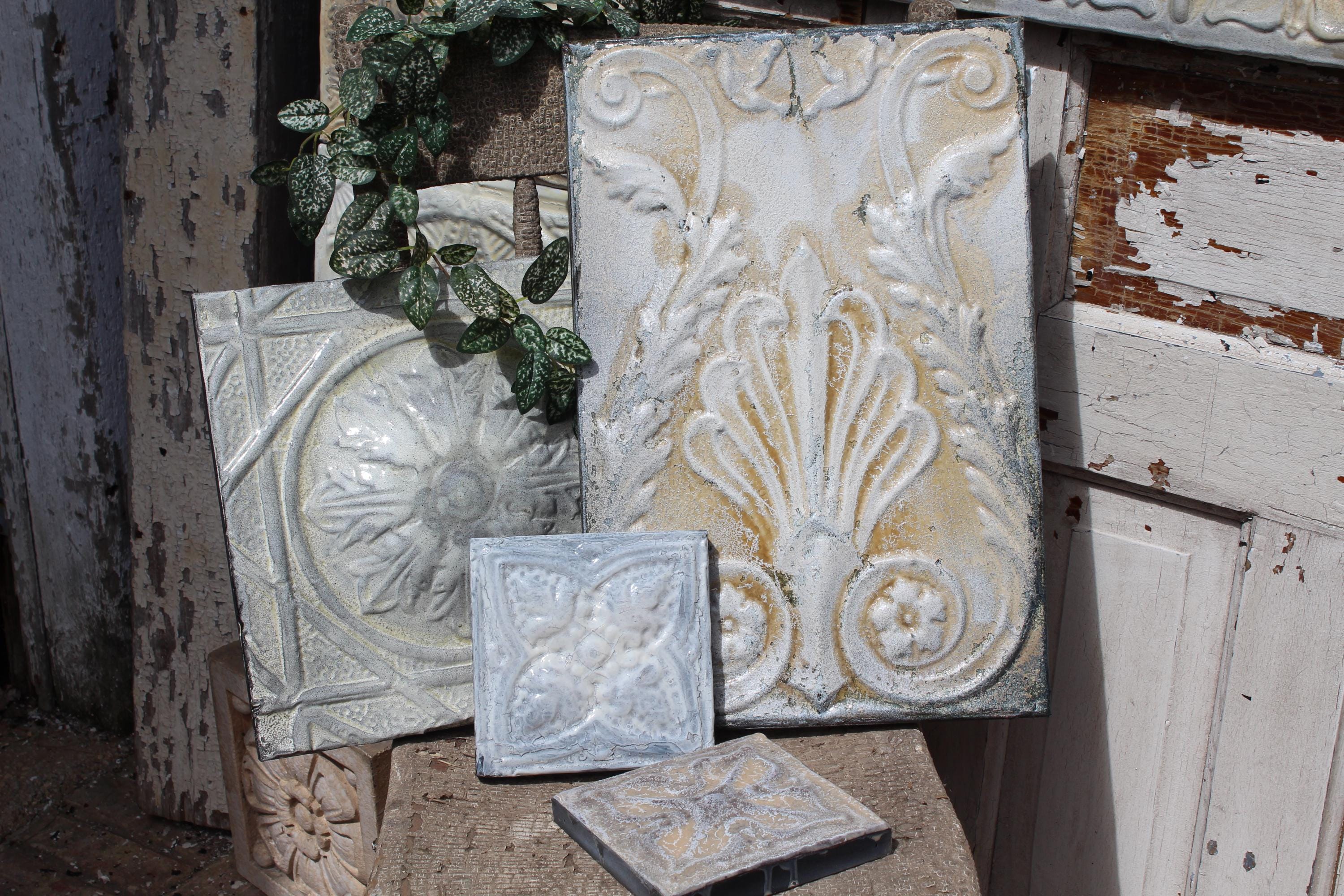Primitive Tile SALE Rare Vintage Ceiling Tin Tile Panels Gorgeous Orig. 1800s Patina ...