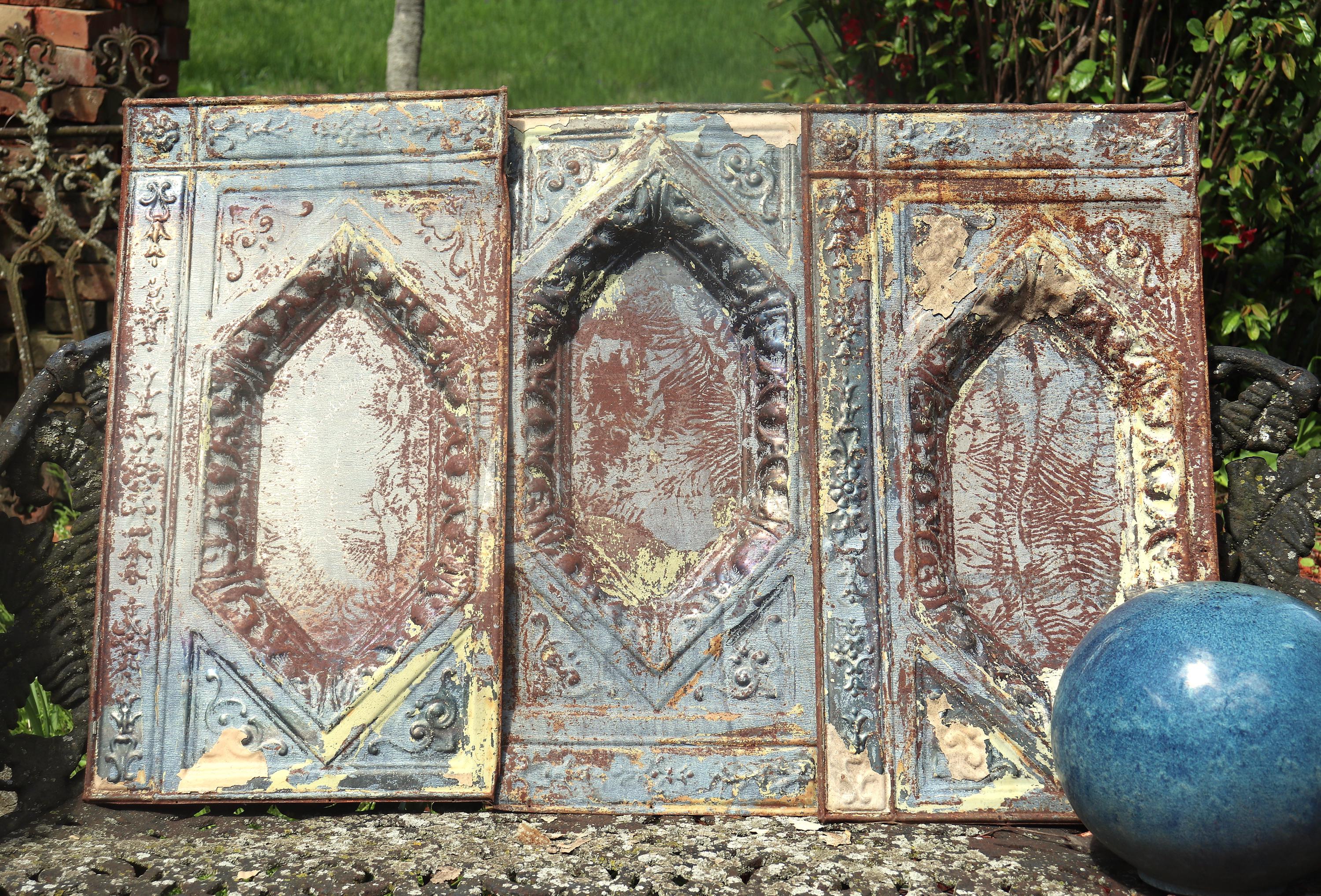 Primitive Tile SALE Rare Vintage Ceiling Tin Tile Panels Gorgeous Orig. 1800s Patina ...