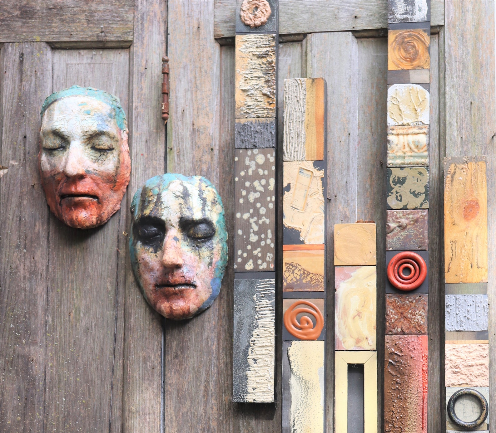 Tall Wall Abstract Color Texture Panels Totem Art Poles Hand Painted ...
