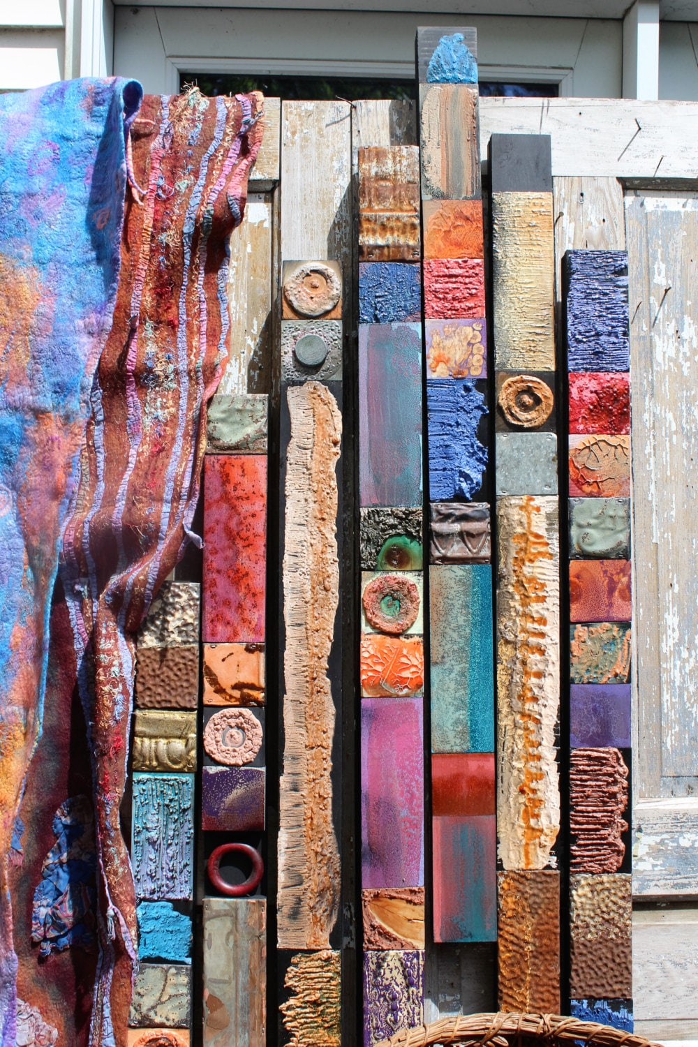 Huge Tall Abstract Impressionism Mixed Media Sticks Panels