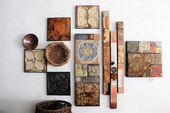Sale 9old Tins Woodland Rusty Browns Distressed Texture Tiles Etsy
