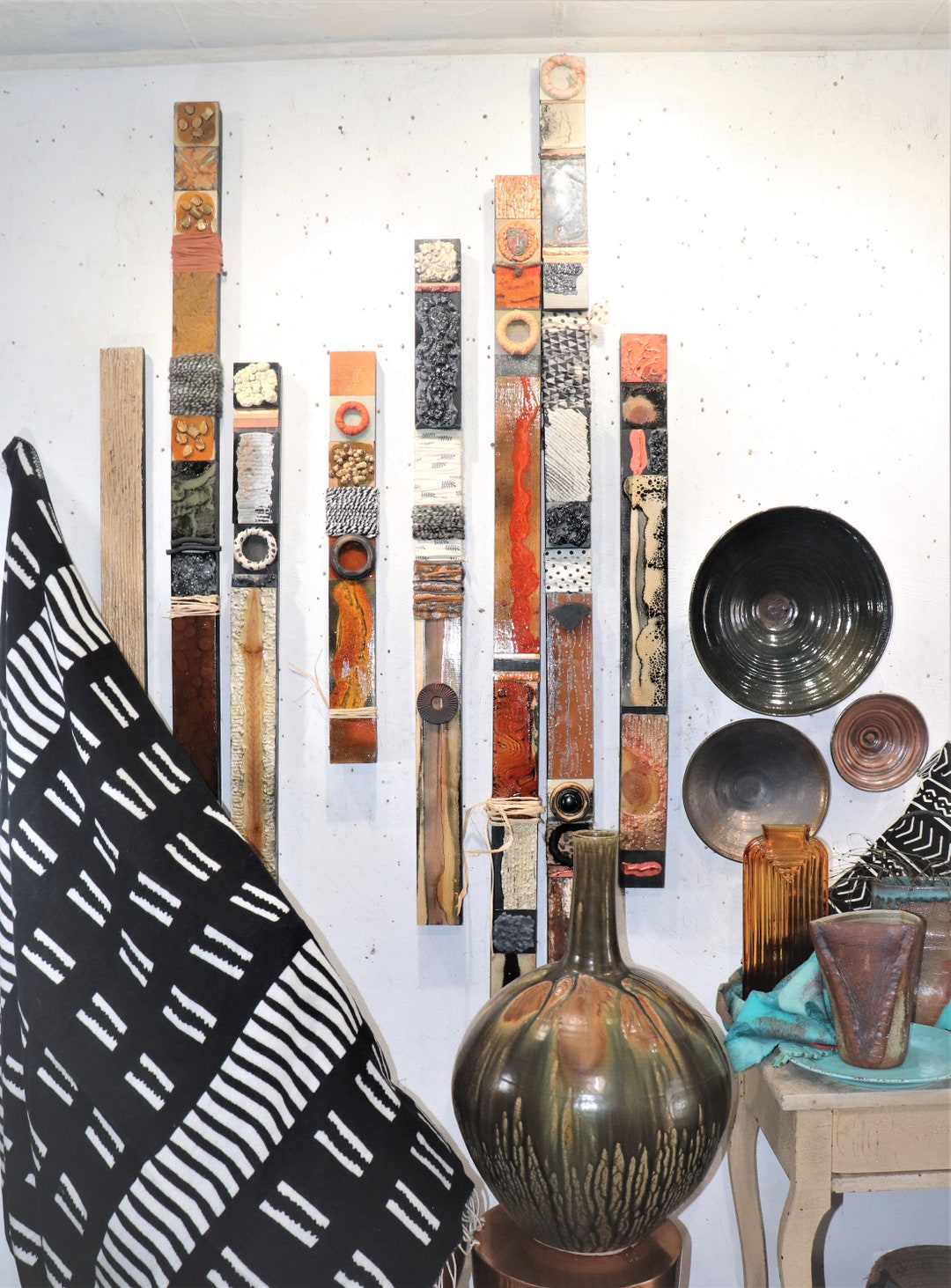 Mid Century Modern Organic Wood Abstract Tribal Rustic Impressionistic ...