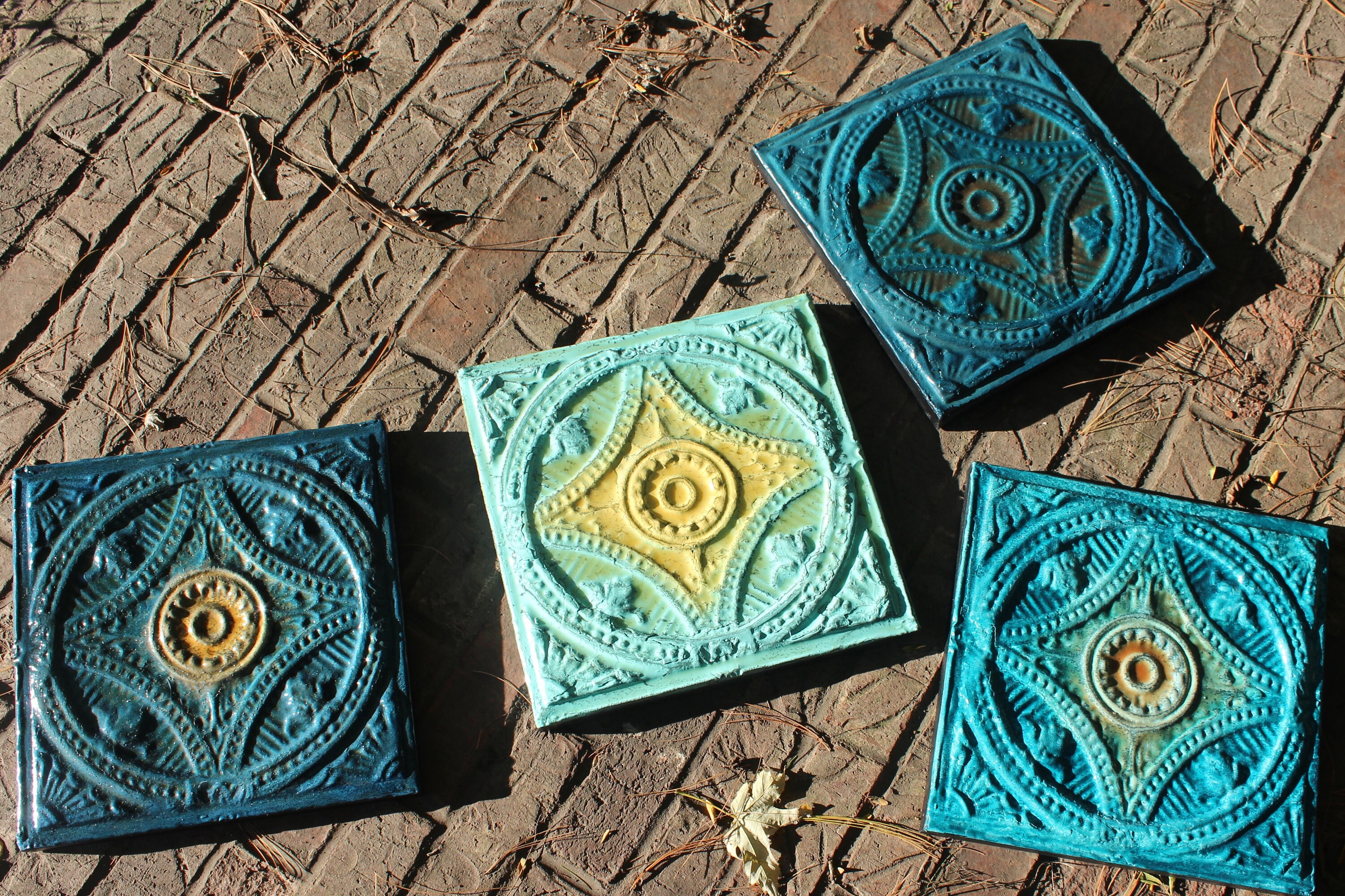 Primitive Tile CEILING TIN Mid Century Modern Vintage Ceramic Glazed 1870 Tiles Time ...