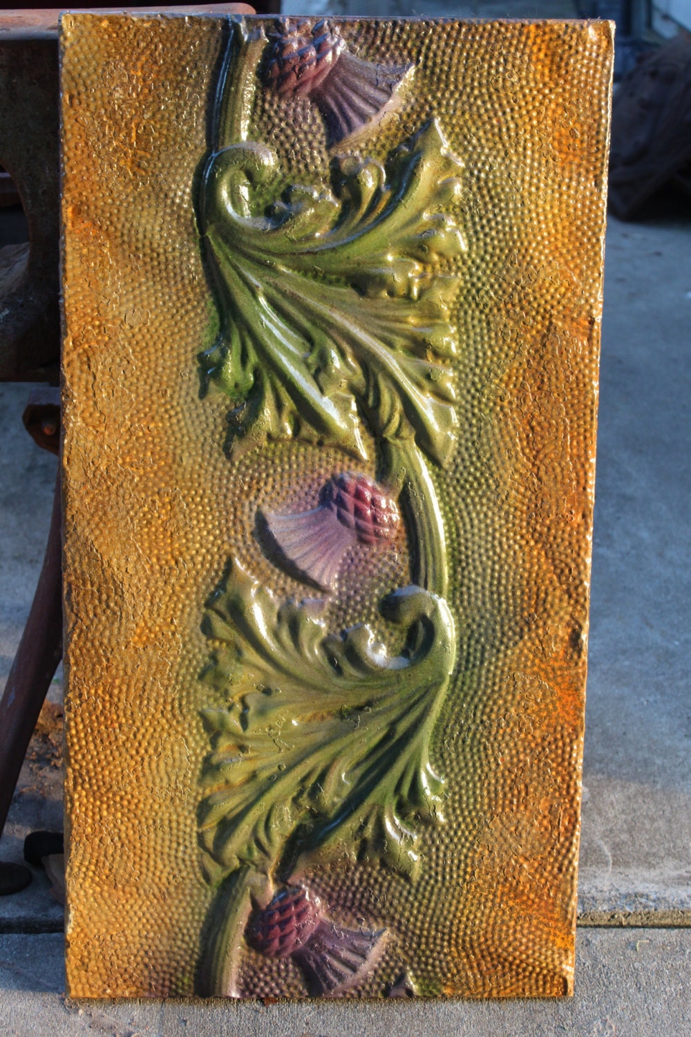 Very Rare Ceiling Tin Tile Thistle Art Nouveau 135 Yrs Old Etsy