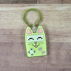 Happy Gamer Cat Keychain | Nerdy Gift | Kawaii Gift | Video Gamer Gift | Cute Keyrings | Kawaii Key Ring | Cute Face | Kawaii Face