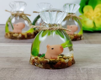 Tiny Handmade Resin Bagged Capybara Figurine | Kawaii Paperweight | Cute Desk Decor | Cute Office Decor | Friendship Gift | Ocean Lover