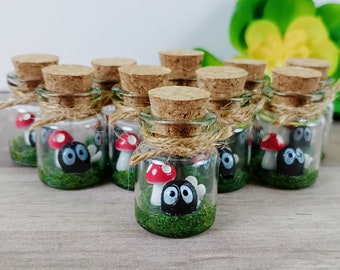 Tiny Rock Sprite in a Jar | Kawaii Paperweight | Cute Desk Decor | Cute Office Decor | Friendship Gift | Mushrooms | Magic | Fairy Garden