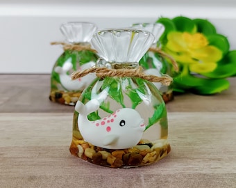 Tiny Bagged Whale Resin Figurine | Kawaii Paperweight | Cute Desk Decor | Cute Office Decor | Friendship Gift | Teen Gift | Ocean Lover