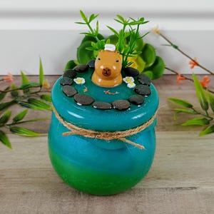 Capybara Bade Zeit Harz Box | Freundschaft Geschenk | Wohnkultur | Kawaii | Japanästhetik | Ocean-Liebhaber-Geschenk | Büro Dekor | Niedlich | Netter Dekor