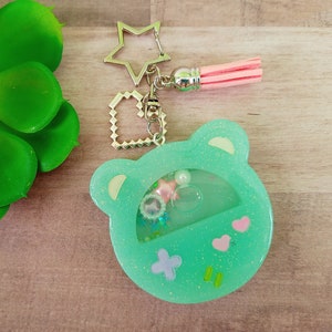 Glitter Gamer Bear Shaker Keychain | Kawaii Gift | Glitter Keychain | Cute Key Rings | Kawaii Aesthetic | Lolita | Gamer Girl | Gamer Gift