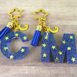 Letra Keychain do céu nocturno do brilho de <br> Entrega Rápida? Presente Stargazer | Presente Kawaii | Chaveiro Brilho | Chaveiros fofos | Monograma | Presente personalizado
