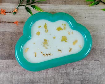 Cloud Resin Trinket Tray: Kawaii Ring Dish, Colorful Sky Decor