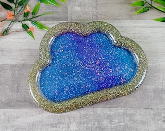 Cloud Resin Trinket Tray: Kawaii Ring Dish, Colorful Sky Decor