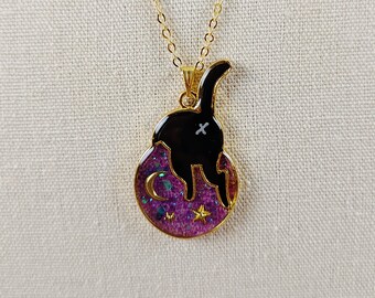 Black Cat Butt on a Galaxy Planet Resin Necklace | Kawaii Gift | Birthday Gift | Friend Gift | Anytime Gift | Cute Style | Cat Lover Gift