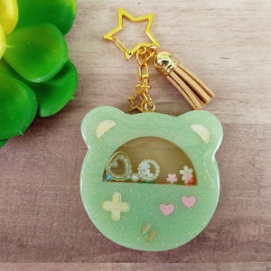 Glitter Gamer Bear Shaker Keychain | Kawaii Gift | Glitter Keychain | Cute Key Rings | Kawaii Aesthetic | Lolita | Gamer Girl | Gamer Gift