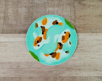 Koi Pond Vinilo Pegatina / Arte Kawaii / Estética Japonesa / Japón / Hogar Mágico / Estética Kawaii / Pegatinas Lindas / Pegatinas de Pez Koi