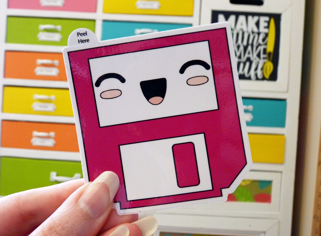 Happy Floppy Disk Sticker - Etsy
