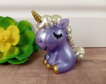 Purple Resin Unicorn Figurine | Kawaii Paperweight | Cute Desk Decor | Cute Office Decor | Friendship Gift | Teen Gift | Girlfriend Gift