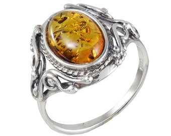 royal Amber Jewelry \u771f\u6b63\u7684\u6ce2\u7f57\u7684\u6d77\u7425\u73c0 Genuine Baltic royal Amber Silver Adjustable Ring