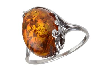 royal Amber Jewelry \u771f\u6b63\u7684\u6ce2\u7f57\u7684\u6d77\u7425\u73c0 Genuine Baltic royal Amber Silver Adjustable Ring