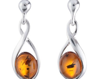 Baltic Amber Sterling Silver Earrings | Amber Earrings | Genuine Amber | Baltic Amber Jewelry | Women's Jewelry | Romantic Stone Gift