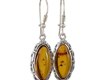 Baltic Amber Earrings | Amber Silver Earrings | Genuine Amber | Baltic Amber Jewelry | Women's Jewelry | Romantic Stone Gift | Devee