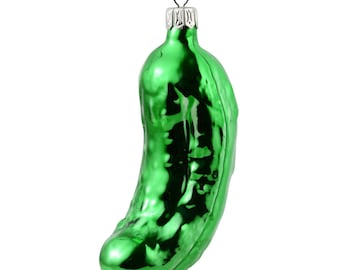 Christmas Pickle Ornament, Handblown Glass Pickle, German Tradition, Holiday Decoration, Xmas Tree Decor, Handmade Ornament, Gift For Kids