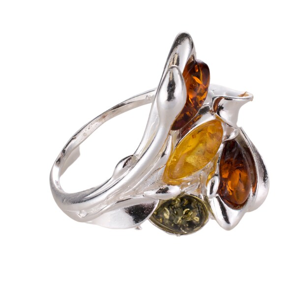 Baltic Multicolored Amber Ring | Amber Silver Ring | Genuine Amber | Women's Jewelry | Baltic Amber Jewelry | Romantic Stone Gift | Layla