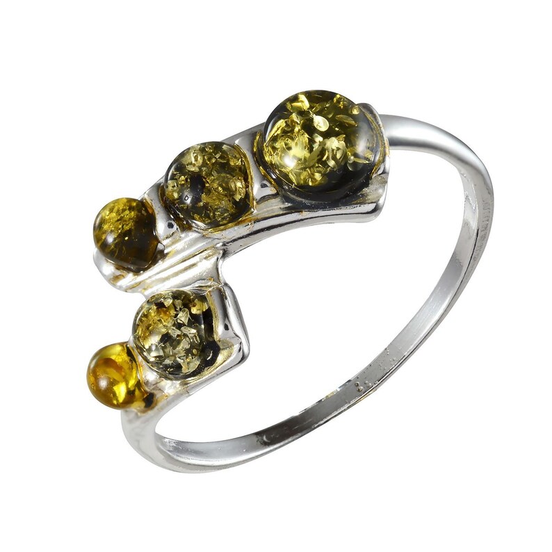 Sterling Silver and Baltic Amber Ring /"Brittany/"