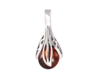 Sterling Silver and Baltic Amber Pendant "Aurelia"