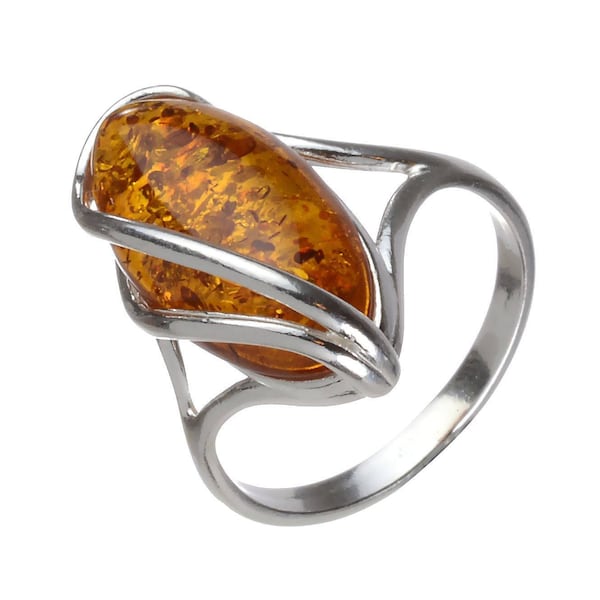 Amber Ring, Amber Jewelry For Women, Baltic Amber Ring, Unique Engagement Ring, Amber Sterling Silver Ring, Yellow Amber Ring, Genuine Amber