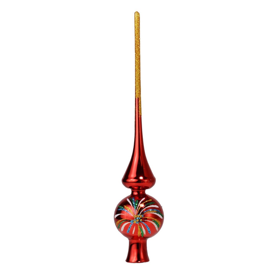 Vintage Style Tree Topper, Finial Tree Topper, Red Glass Tree Topper