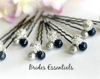 Set of 8 Hair Pins, Something Blue, Bridal Hair Pins, Wedding Hair Accessories, Blue Pearl Hair Clip, Bridesmaid Hair Clip, Pearl Hair Pin