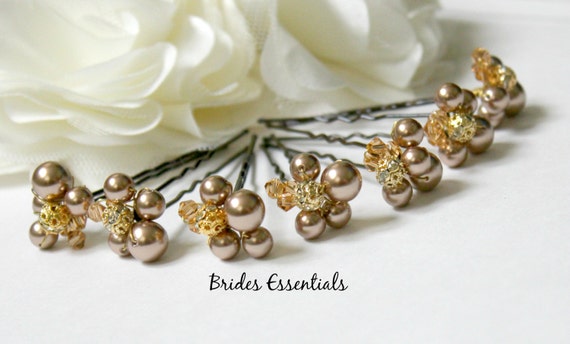 7 Wedding Hair Pins, Bridal Hair Piece, Clustered Pearl  display picture 1