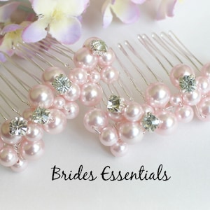 2 Set Of Bridal Pearl Hair Comb, Something Blue, Bridal Headpiece, Wedding Comb, Wedding Hair Accessory, Vintage Comb, Bridesmaid Hair Comb