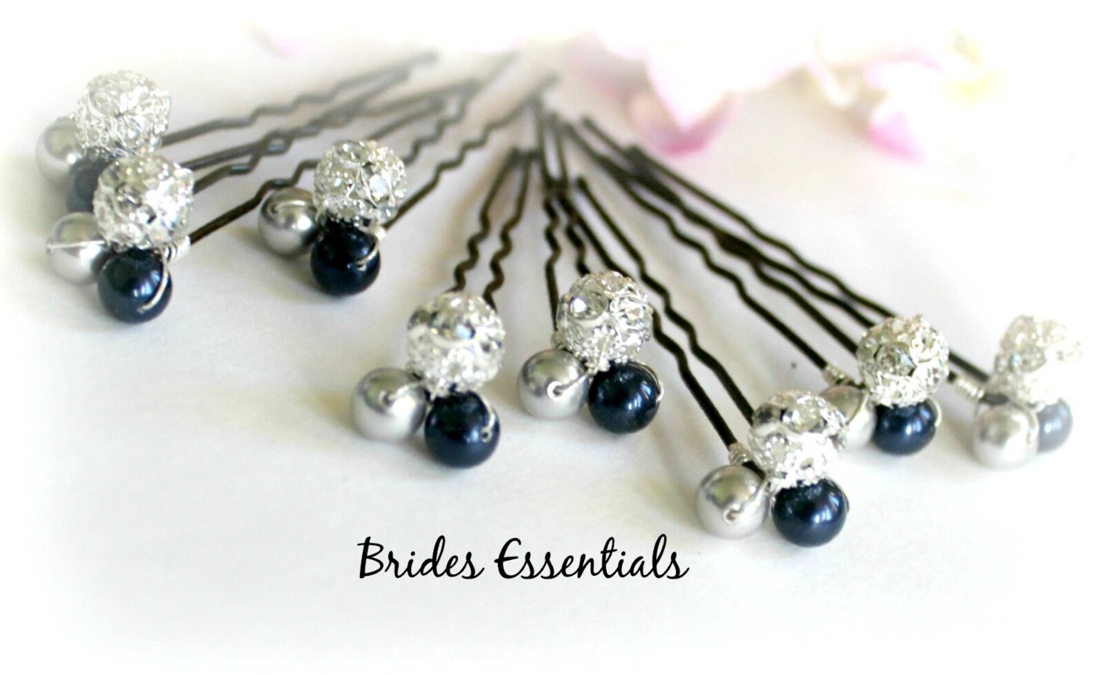 Set of 8 Hair Pins Something Blue Bridal Hair Pins Wedding Etsy